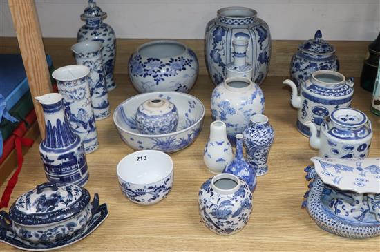 A group of 19th / 20th century Chinese and Japanese blue and white porcelain
